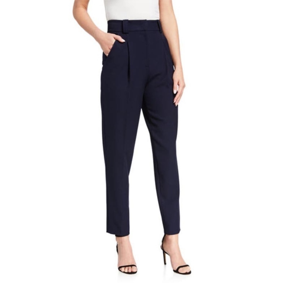 A.L.C. Navy High-Waist Tailored Trousers